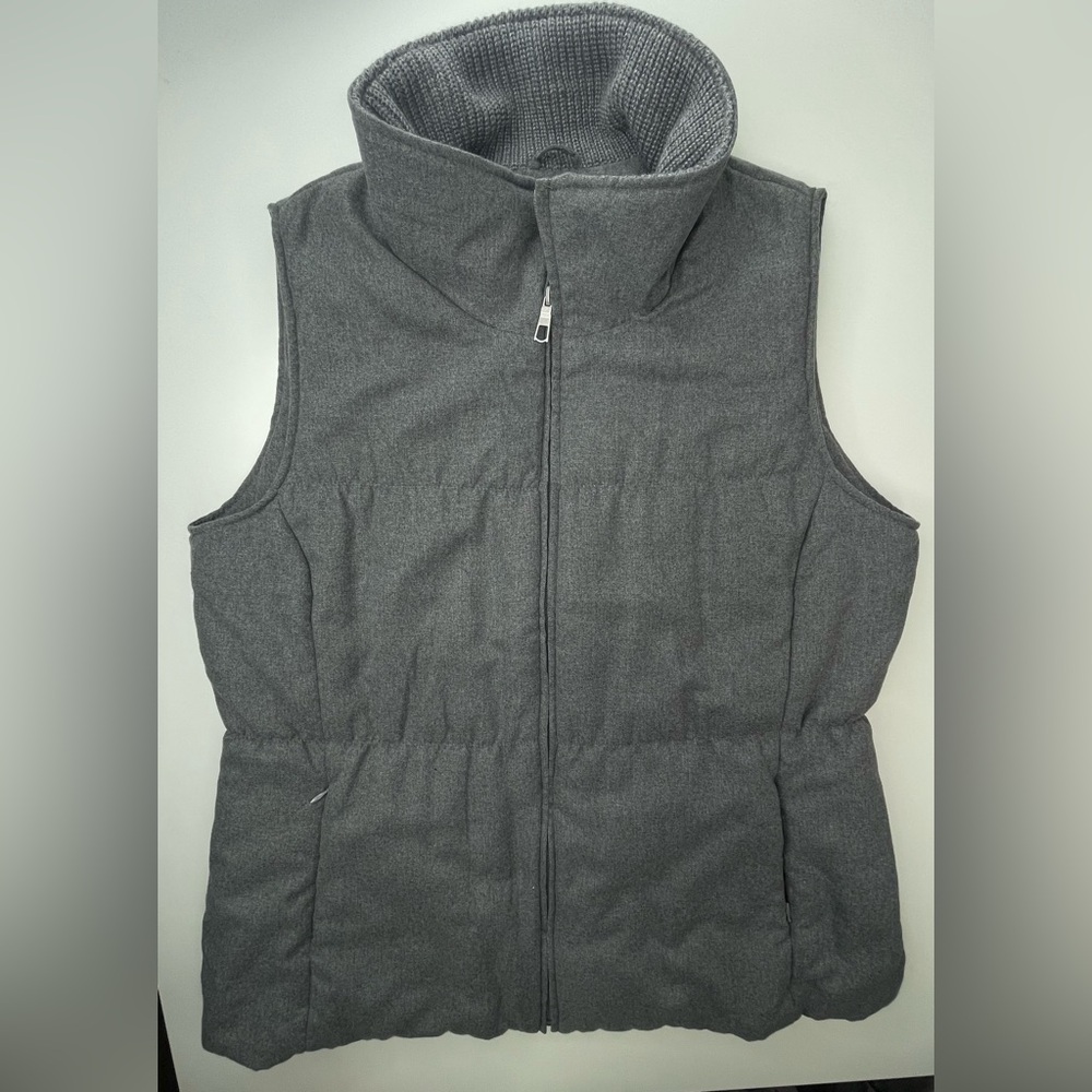 Coldwater Creek Mens Charcoal Gray Knit Collar Puffer Vest XL